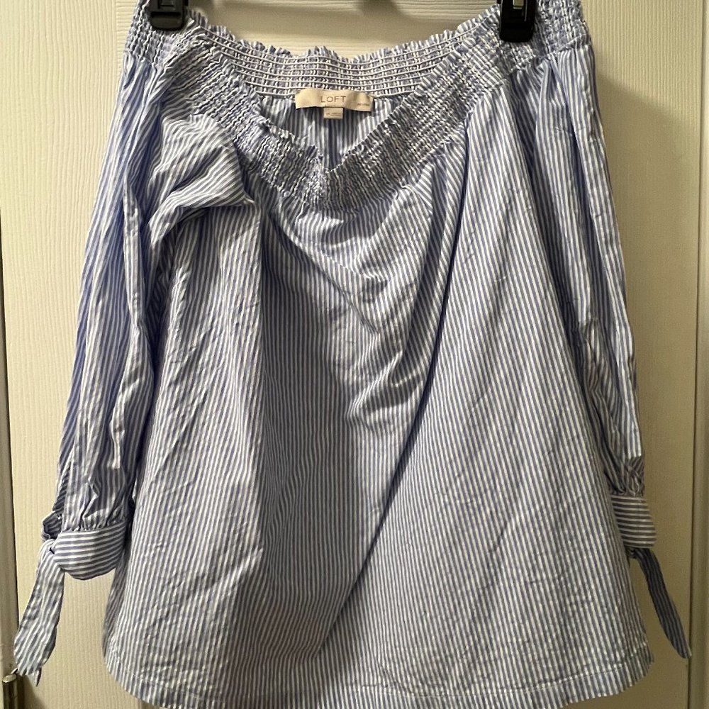 LOFT Women's Off-the-Shoulder Searsucker Top, Size XS